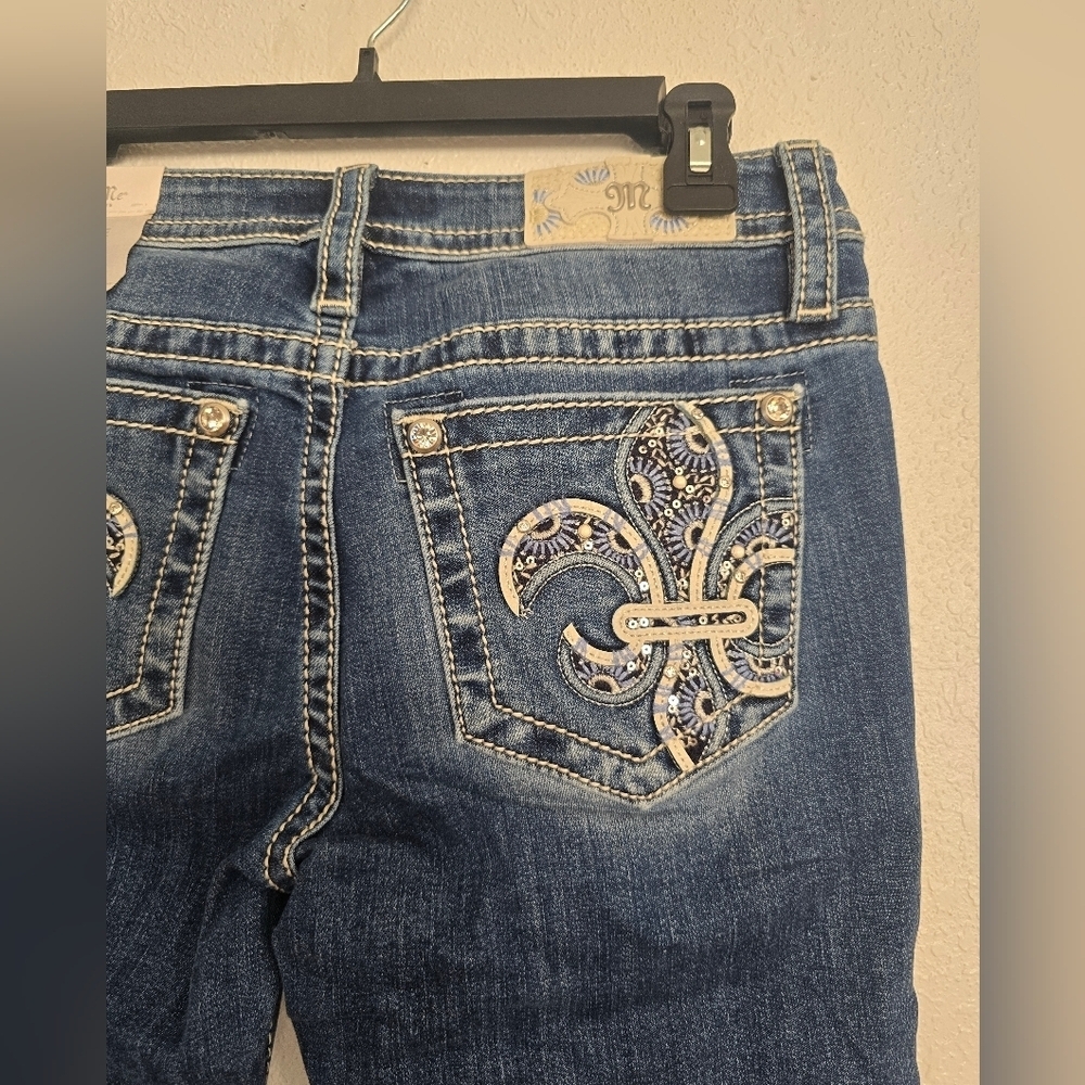 NWT Miss Me Mid Rise Boot Cut Size 29 X 32 Rhinestone Embelished